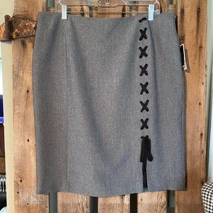 Nine West grey skirt with criss cross tie slit 14